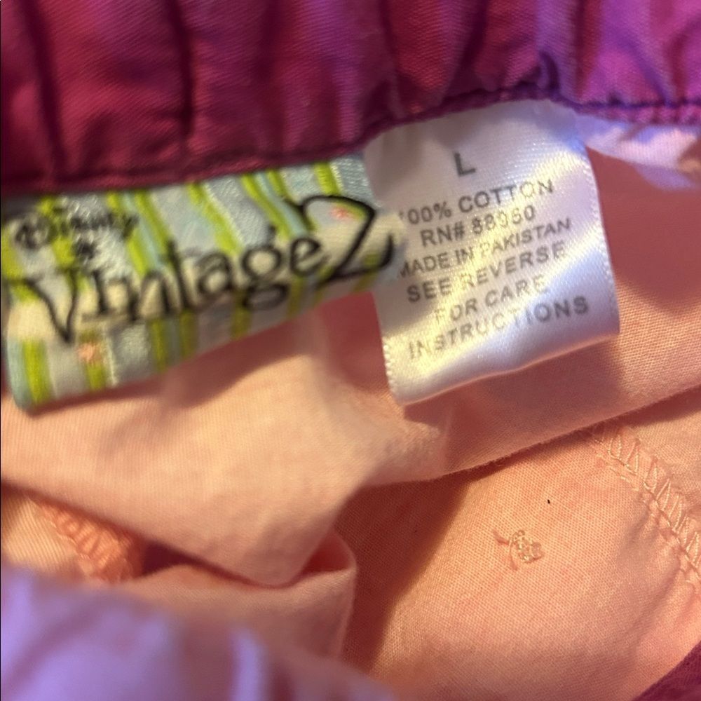 Disney Vintage 2 Tinker Bell Ombre Sleep Pants 100% Cotton Large - Picture 6 of 6